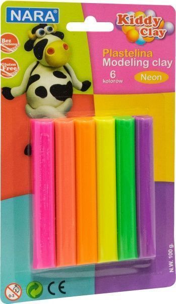 Пластилін 6 неонових кольорів NARA