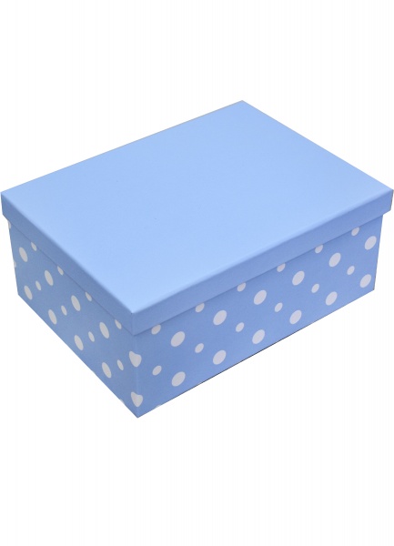 Коробка подарочная прямоугольная голубая в горох 111022019 35х27 см