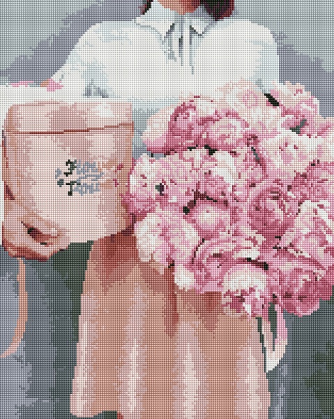 Алмазна мозаїка Піони в подарунок 40x50 см DBS0031 Brushme 