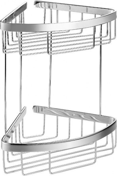 Полка угловая EGO 2-х ярусная с крючками 220x220x370 мм 