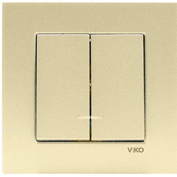 Вимикач подвійний Viko Novella з підсвічуванням бронзовий