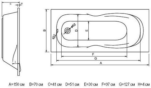 Ванна акриловая Koller Pool Delfi 150x70