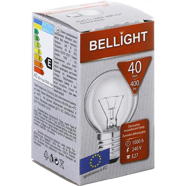 Лампа накаливания Bellight 40 Вт E27 220 В прозрачная