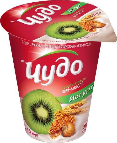 Йогурт ТМ Чудо 2.5% Ківі-мюслі ст 300г 