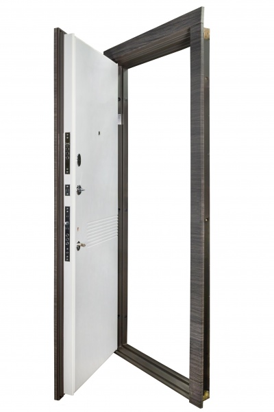 Дверь входная Revolut Doors В-83 мод. 184 венге серый горизонт / белый 2050x850 мм левая