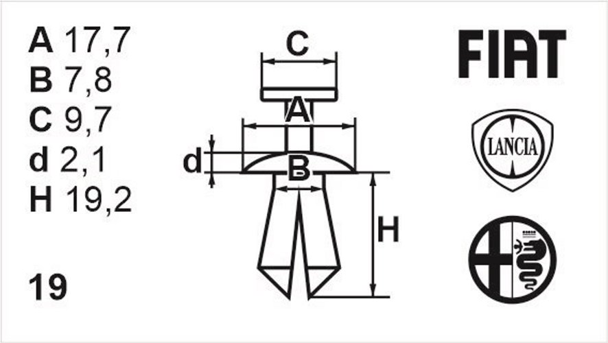 Клипса с резьбовым штырьком универсальная Romix (20239)