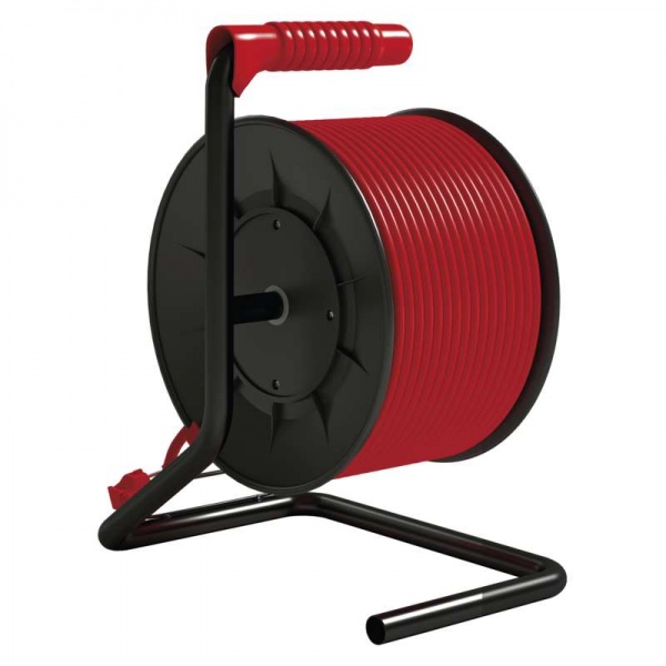 Удлинитель на катушке Emos с заземлением 4 гн. красный 25 м P092251