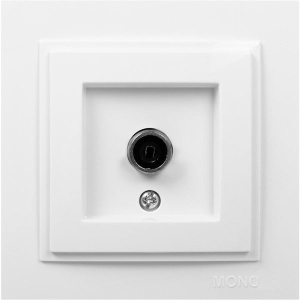 Розетка TV прохідна із заземленням Mono Despina без шторок без кришки білий 102-190005-137