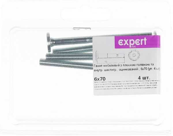 Винт метрический ЦБ 6x70 мм 4 шт Expert Fix