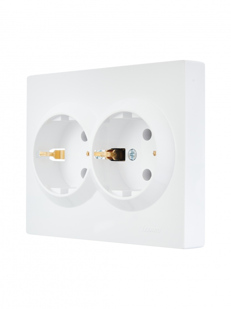 Розетка 2 із заземленням Lezard Vesna IP20 білий 742-0200-127B