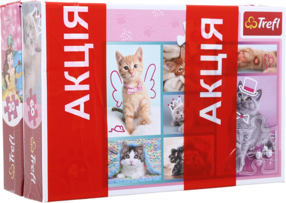 Набор пазлов Trefl (30 + 60 элементов) Принцессы и Милые кошки 18267/17373