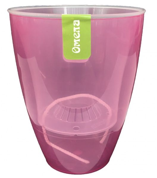 Горщик пластиковий Омела самозволожувальний 2,3 л круглий малиновий прозорий 