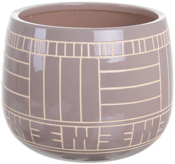 Горшок Viet Thanh Ceramic с блюдцем геометрия 34х27 см VT.11041-1 круглый серый 