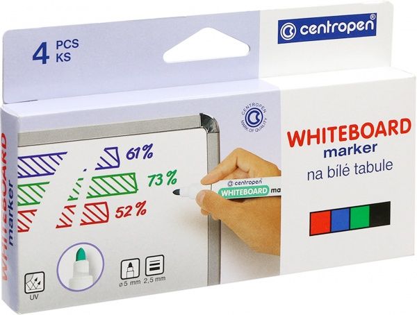 Набір маркерів Centropen для білої дошки 2.5 мм 4 шт. 8559/4 різнокольоровий 