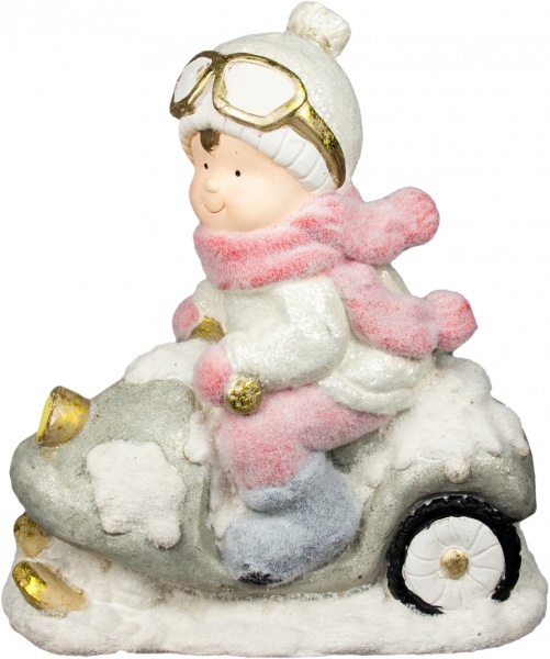 Фигурка декоративная Девилон Мальчик на снегоходе 920067 42 см 