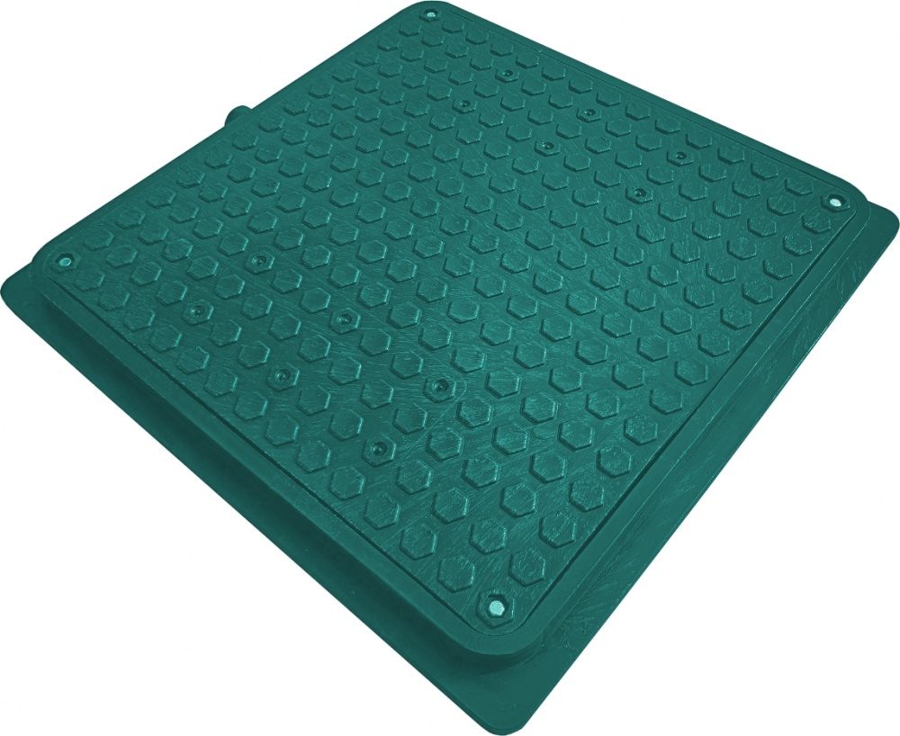 Люк канализационный POLYMERGRAD 715x715 мм A15 с замком зеленый