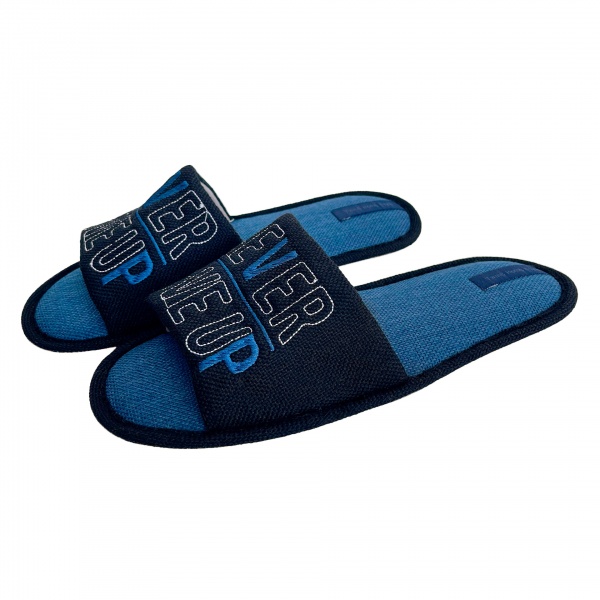 Тапки домашние чоловічі HS-VL з вишивкою рогожка 9293 р.40/41 темно-синий 