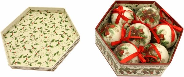 Набор игрушек Шар расписной Рожденственская ветка d75 мм 7 шт./уп.  