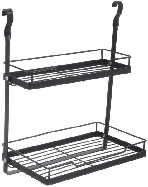 Полиця для спецій Flamberg подвійна на рейлінг чорний