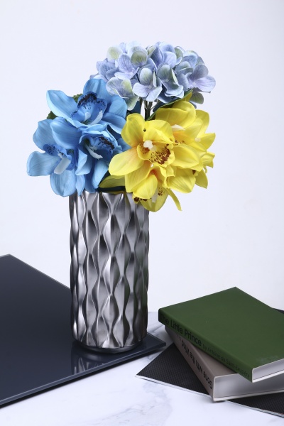 Ваза Knit 10,5х10,5х22,5 см металлик