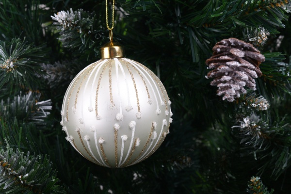 Елочная игрушка в форме шара с декором стеклянная 8 см 8 мм золотой ABT620080