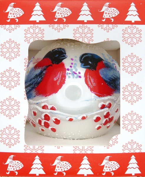 Куля скляна з пейзажним малюнком 100 мм білий перламутровий 100Dпз(1)/1