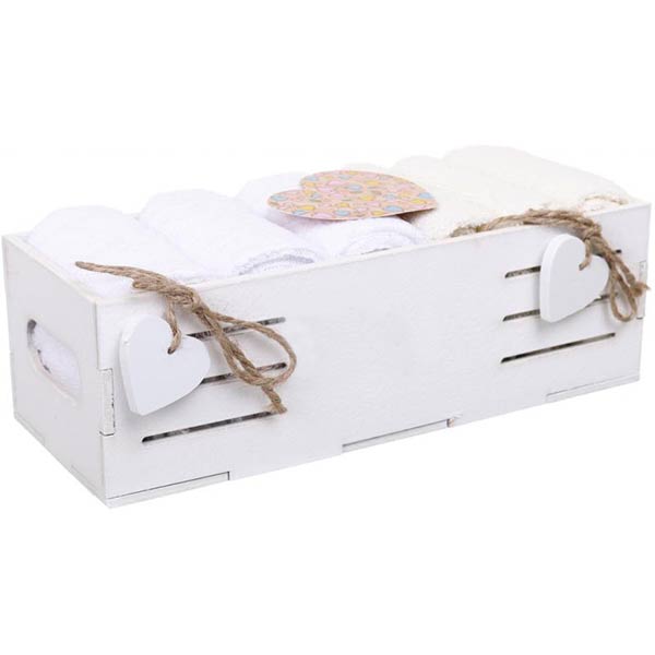 Набор полотенец в корзинке Home 6 шт 30x30 см белый