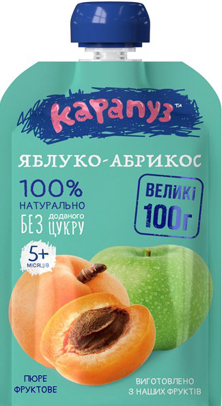 Пюре Карапуз Яблоко-абрикос пауч 100 г 