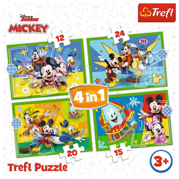 Пазл Trefl 4 в 1 (12,15,20,24) Disney Фанклуб Міккі 3+ 34616