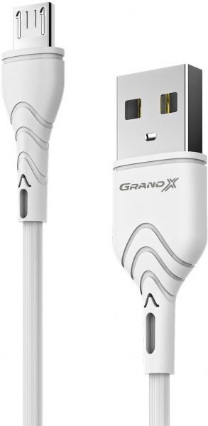 Кабель Grand-X USB-micro USB 3A Fast Сharge 1 м white (PM-03W) 