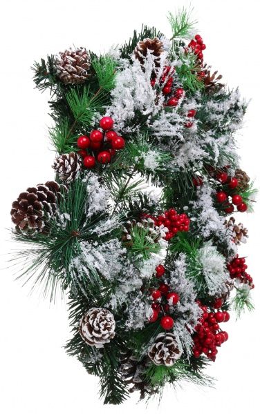 Венок новогодний с хвоей, ягодами и шишками d530 мм EPI-HS-35684 