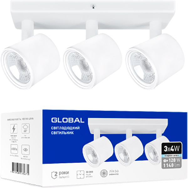 Светильник светодиодный Global GSL-02S 4100K 3x12 Вт белый 