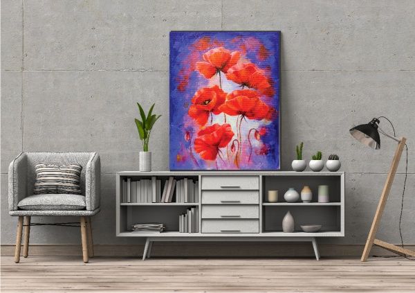 Декор настенный Маки акварель 42x59,4 см разноцветный 