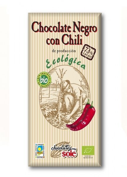 Шоколад Sole 73% какао с перцем чили органический 100 гр