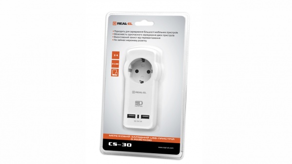 Розетка Real-el із заземленням 1 гн. CS-30, white (REAL-EL) 