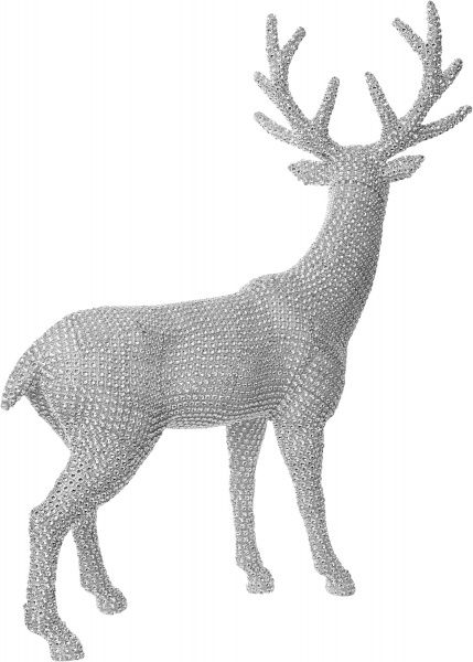 Декоративна фігура Олень зі стразами стоячий сріблястий 51 см