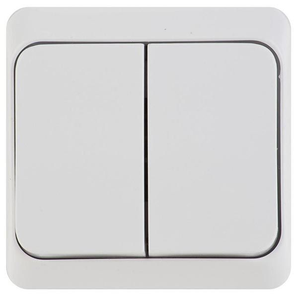 Выключатель двухклавишный Schneider Electric Прима без подсветки 10 А 220В белый
