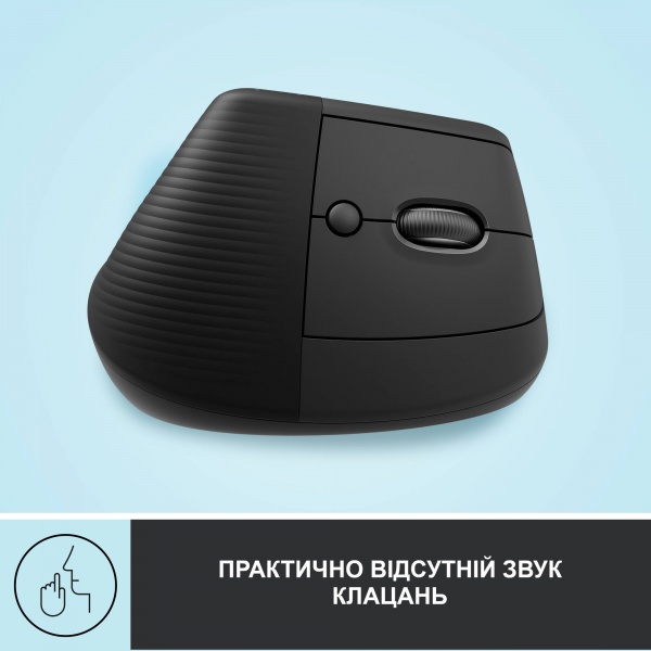 Мишка бездротова Logitech Lift Vertical Ergonomic Mouse graphite (910-006473) 