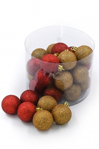 Набор шаров красно-золотые d 145 мм 11,2 см 28 шт./уп.