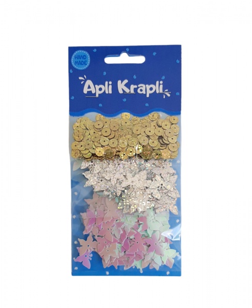 Набор паеток Бабочка (белый, серебряный, золотой) АпліКраплі