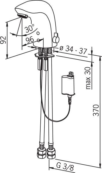Смеситель для умывальника Oras сенсорный Electra New с ручкой регулировки температуры 9750F