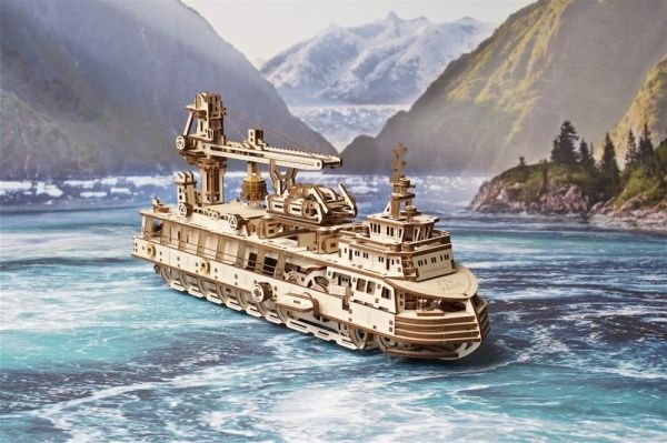 Деревянный 3D-конструктор UGEARS Научно-исследовательское судно
