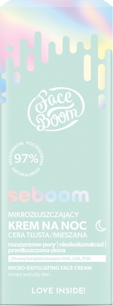 Крем для лица ночной Bielenda Seboom микроотшелушивающий 50 мл