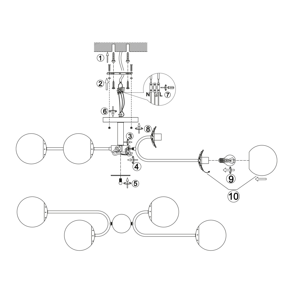Люстра Miorro Centro металл/стекло 4x40 Вт E27 хром 51-311-035