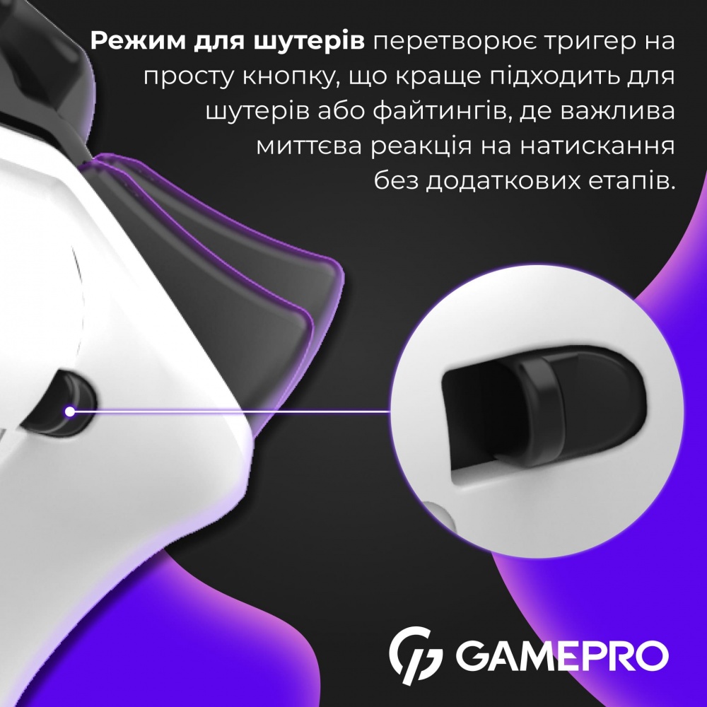 Геймпад бездротовий GamePro GPS13W BT 5.3/USB (PC/iOS/Android/PS3/PS4) RGB white
