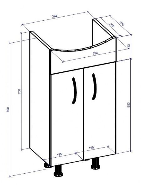Тумба напольная Water House Прайм 50 МДФ серый под умывальник Прокси-Solo 50