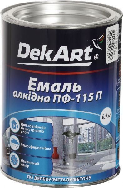 Емаль DekArt алкідна ПФ-115П жовтий глянець 0,9кг