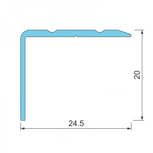 Поріжок алюмінієвий сходовий 24,5 х 20 мм Braz Line кутовий з отворами 2700 мм дуб персик 