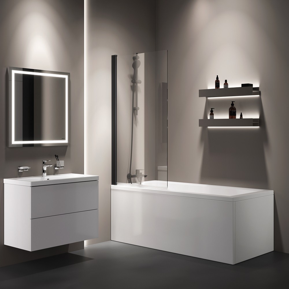 Шторка для ванни AM.PM Gem W90UBS-D080-140BT, поворотна