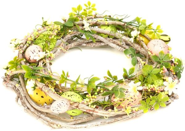 Венок пасхальный с яйцами и ромашками F18S0163